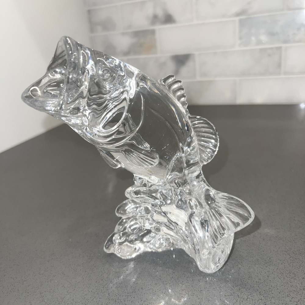 LARGE MOUTH BASS LEAD CRYSTAL PRINCESS HOUSE WONDERS OF THE WILD FISH FIGURINE - Picture 2 of 8